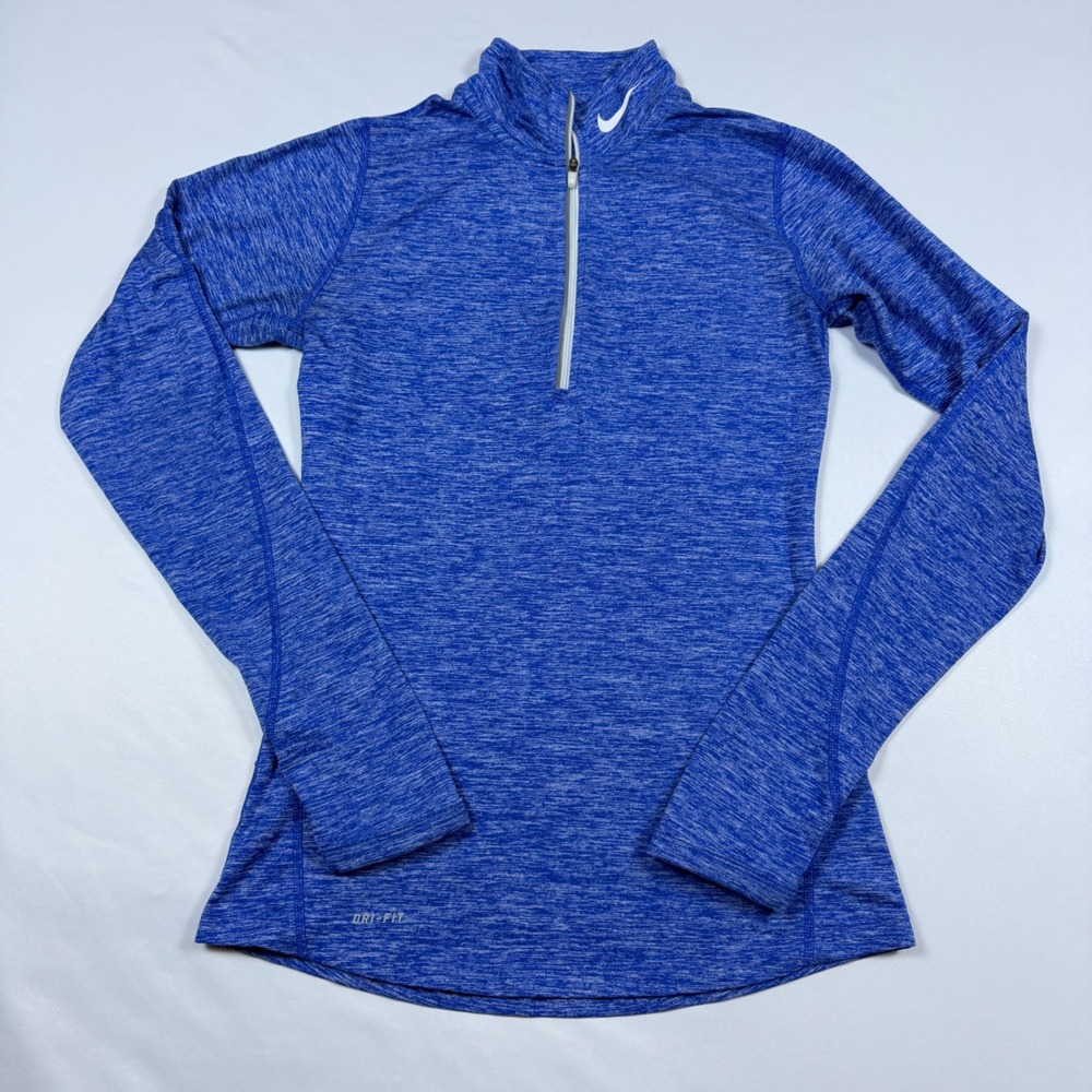 Nike Dri-Fit Heather Element Training Top Womens XS‎ Blue 1/4 Zip Thumbhole E44